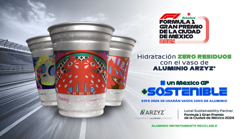 El México GP, en alianza con ARZYZ®, se convierte en el primer evento en utilizar vasos de aluminio 100% reciclables